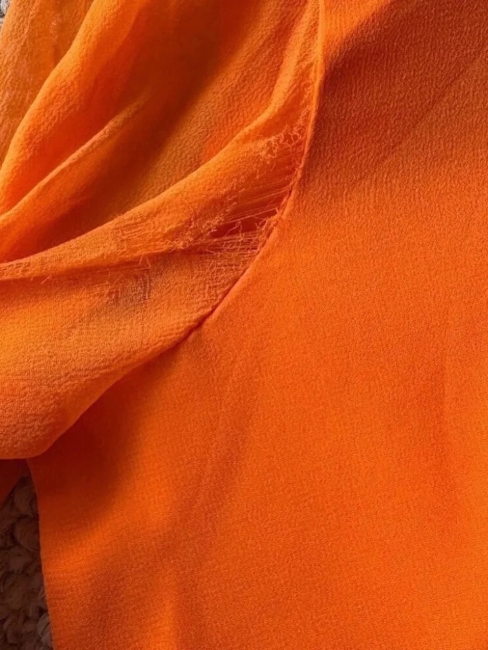 Vintage 70s Orange Prairie Maxi Dress Boho Cottagecore Lace Glam Ren Fair XS - Picture 9 of 16